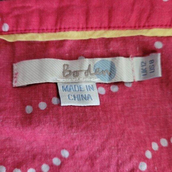 Boden Size 8 Bright Pink Cotton Split Neck Tunic 3/4 Sleeve Crochet Detail EUC - Picture 5 of 7